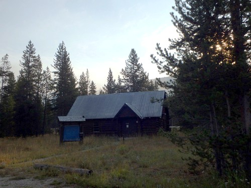 GDMBR: Frost on the roof of the Flagg Ranch Ranger's Cabin.